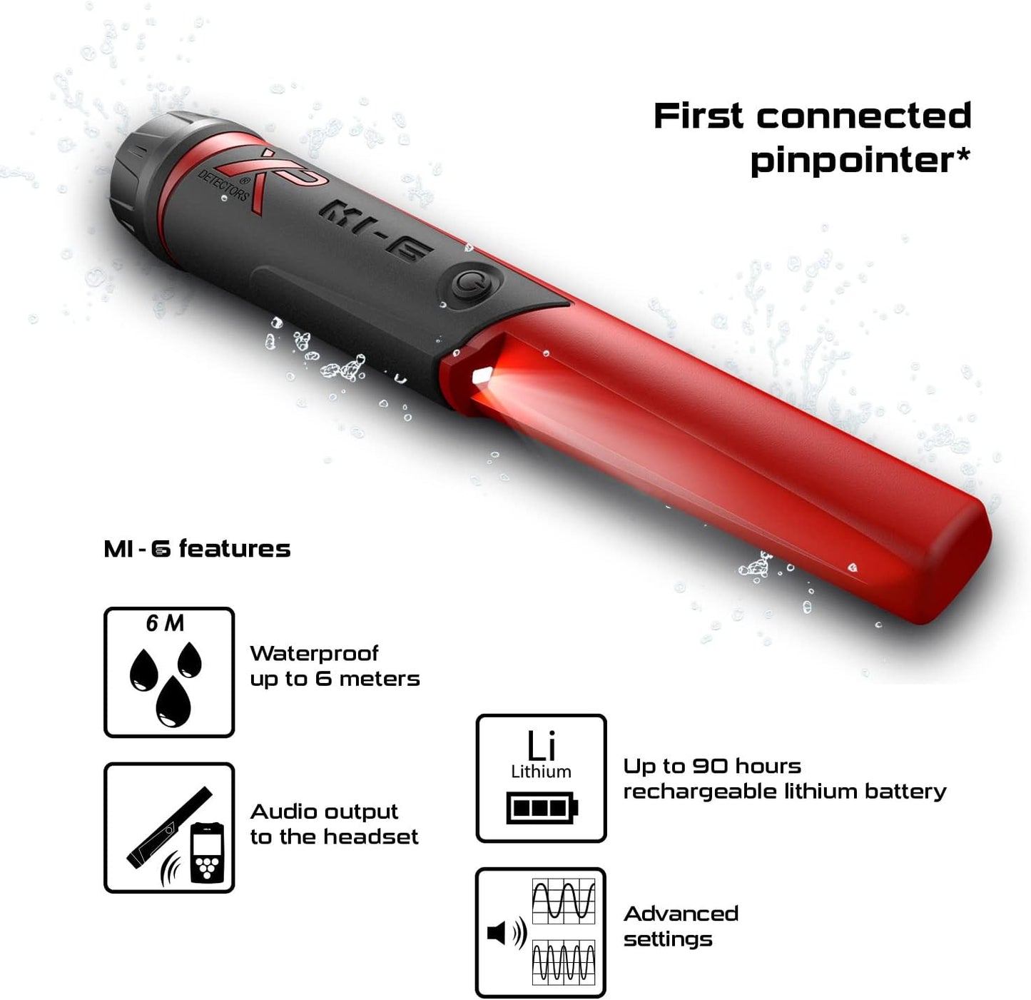 XP Metal Detectors MI-6 Pinpointer, with Wireless connectivity to The Deus II, Deus & ORX Metal detectors