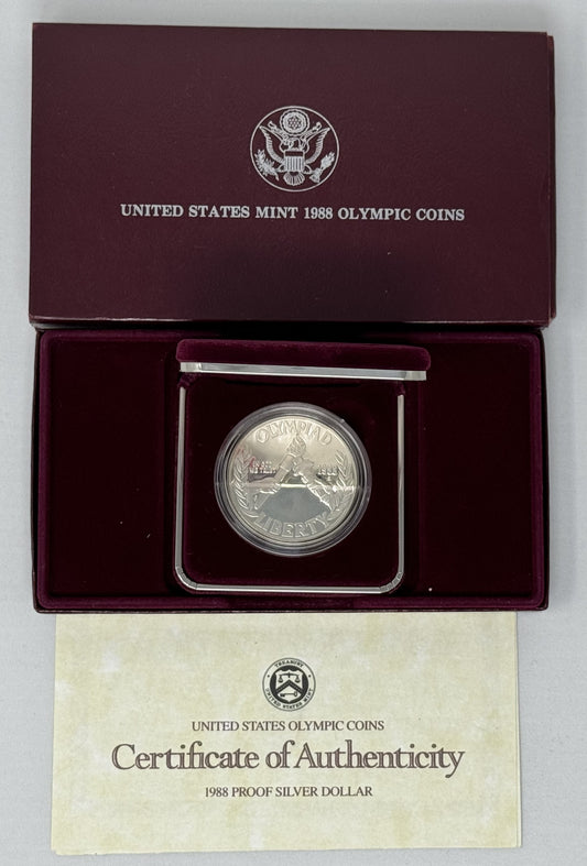 1988-S LA Olympics Proof Commemorative 90% Silver Dollar US Coin